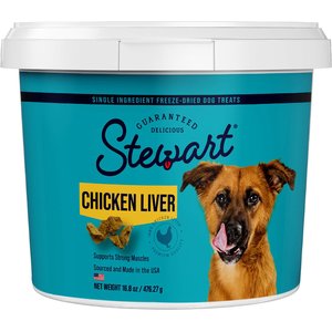 Stewart Chicken Liver Freeze-Dried Dog Treats, 16.8-oz tub