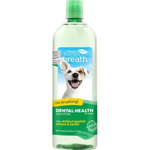 TropiClean Fresh Breath Dental Health Solution Dog Dental Water Additive, 33.8-oz bottle, bundle of 2
