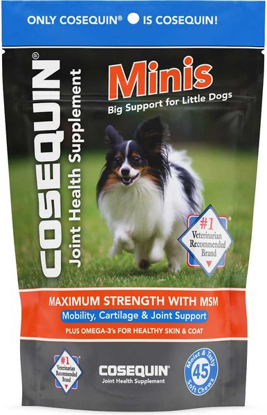 Nutramax Cosequin Max Strength with MSM Plus Omega 3's Soft Chews Joint Supplement for Dogs, 90 count slide 1 of 8