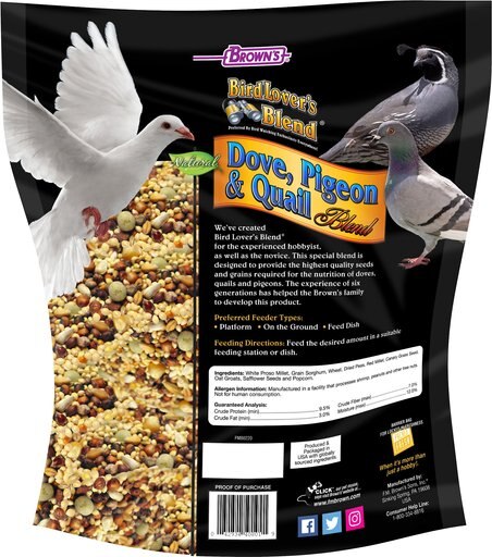 Brown's Bird Lover's Blend Dove, Pigeon & Quail Blend Bird Food, 5-lb bag, bundle of 5