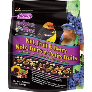 Brown's Bird Lover's Blend Nut, Fruit & Berry Wild Bird Food, 5-lb bag, bundle of 3