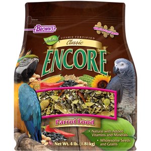 Brown's Encore Classic Natural Parrot Food, 4-lb bag, bundle of 2