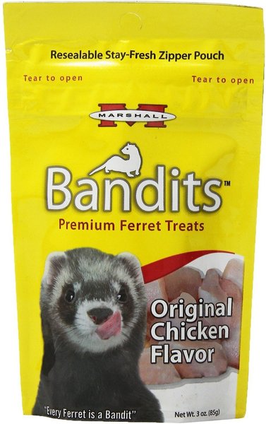 Marshall Bandits Premium Original Chicken Flavor Ferret Treats, 3-oz bag, bundle of 3 slide 1 of 4