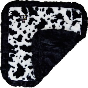 Bessie + Barnie Natural Beauty Ultra Plush Faux Fur Reversible Dog & Cat Blanket, Spotted Pony & Black Puma, X-Large