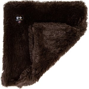 Bessie + Barnie Shag Ultra Plush Faux Fur Reversible Dog & Cat Blanket, Grizlly Bear, Medium