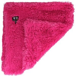 Bessie + Barnie Shag Ultra Plush Faux Fur Reversible Dog & Cat Blanket, Bubble Gum & Lollipop, Large