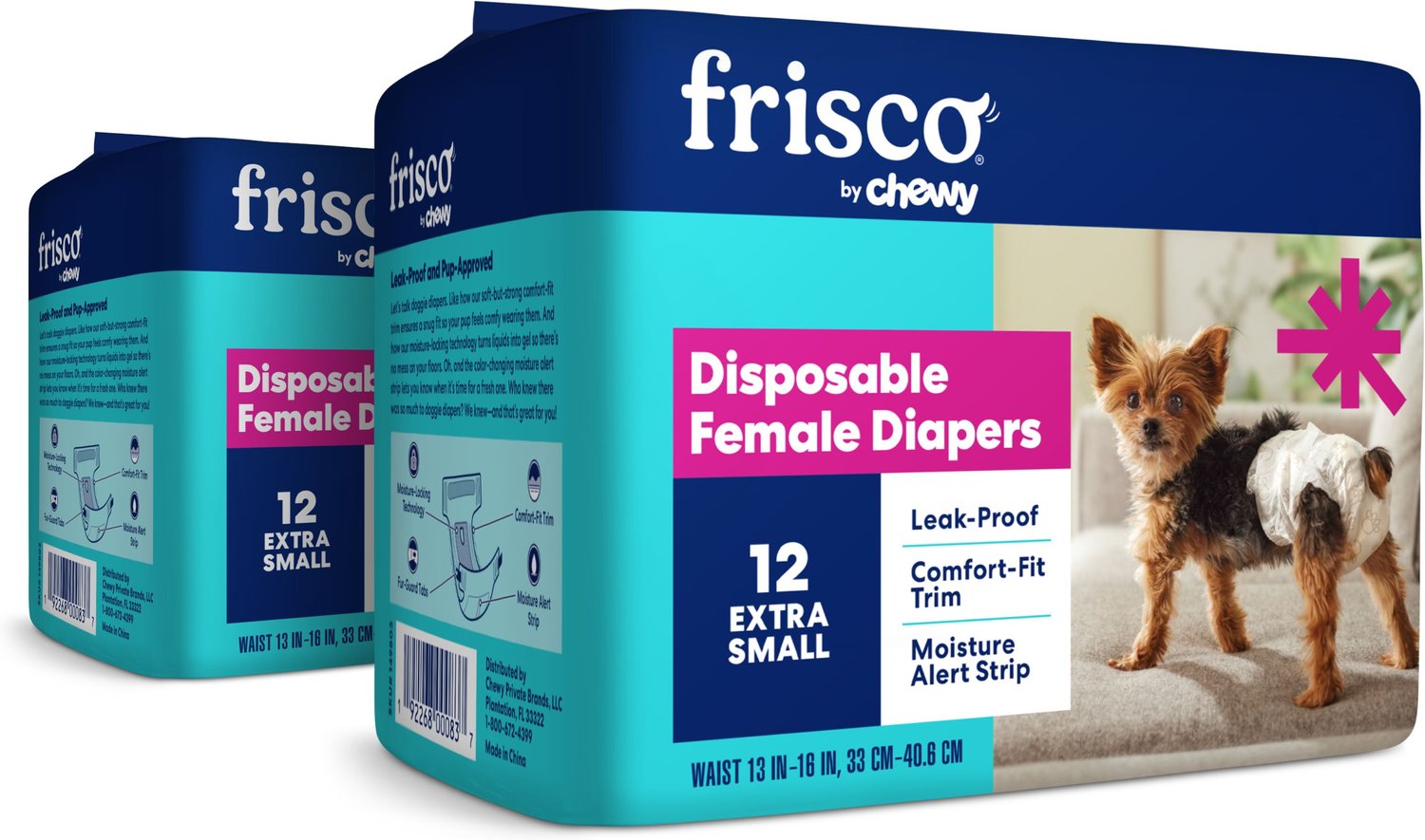FRISCO Disposable Female Dog Diapers, XSmall, 24 count