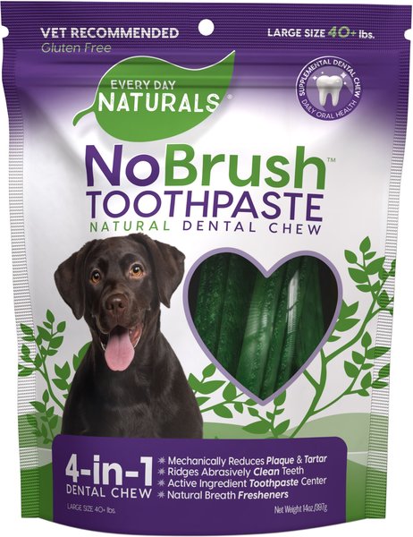 Every Day Naturals NoBrush Toothpaste Large Dog Treats, 14-oz bag slide 1 of 7