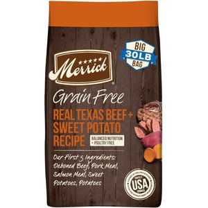 Merrick Real Texas Beef + Sweet Potato Recipe Grain-Free Chicken-Free Adult Dry Dog Food, 30-lb bag