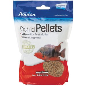 Aqueon Medium Cichlid Pellet Fish Food, 7.5-oz bag