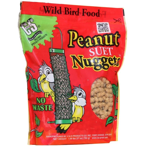 C&S Peanut Suet Nuggets Wild Bird Food, 1.68lb bag, bundle of 6