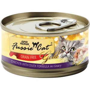 Fussie Cat Gold Chicken & Duck Formula in Gravy Grain-Free Wet Cat Food, 5.5-oz, case of 24