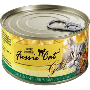 Fussie Cat Gold Chicken & Vegetables Formula in Gravy Grain-Free Wet Cat Food, 5.5-oz, case of 24