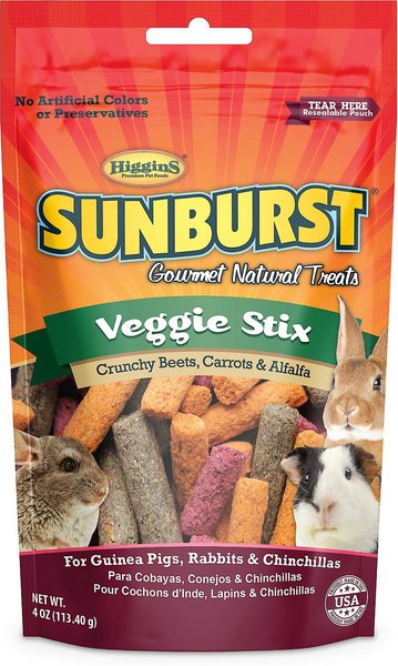 Higgins Sunburst Veggie Stix Gourmet Treats for Guinea Pigs, Rabbits & Chinchillas, 4-oz, bundle of 3 slide 1 of 7