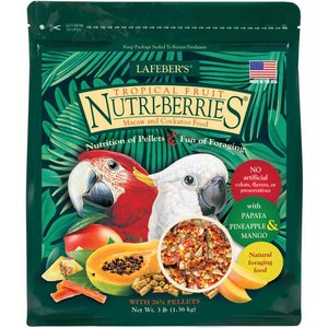 Lafeber Tropical Fruit Nutri-Berries Macaw & Cockatoo Food, 3-lb bag, bundle of 2