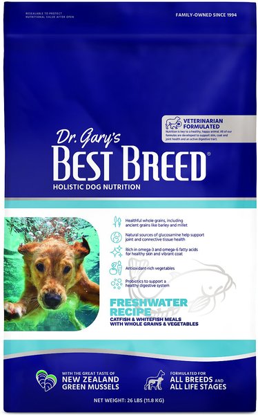 Dr. Gary's Best Breed Freshwater Recipe Catfish & Whitefish Meals Dry Dog Food, 26-lb bag slide 1 of 4