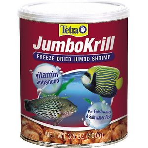 Tetra JumboKrill Freeze-Dried Shrimp Freshwater & Saltwater Fish Treats, 3.5-oz jar, 2 count