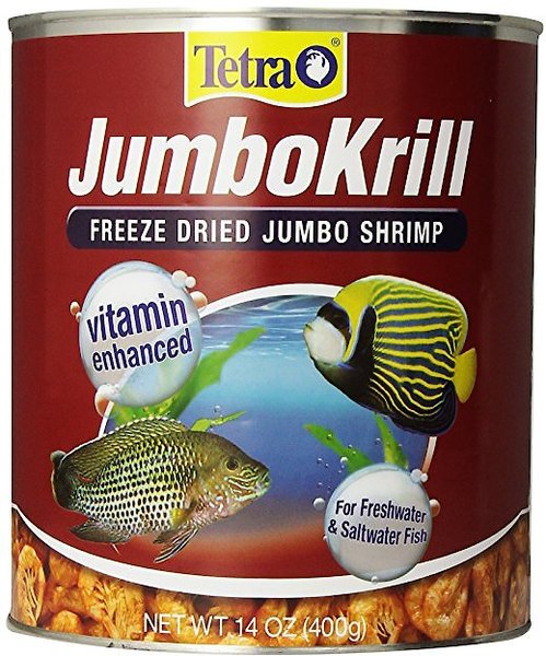 Tetra JumboKrill Freeze-Dried Shrimp Freshwater & Saltwater Fish Treats, 14-oz jar, 2 count slide 1 of 3