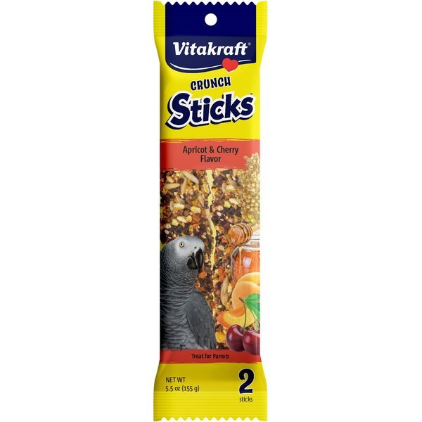 VITAKRAFT Crunch Sticks Apricot & Cherry Flavor Parrot Treats, 2 pack
