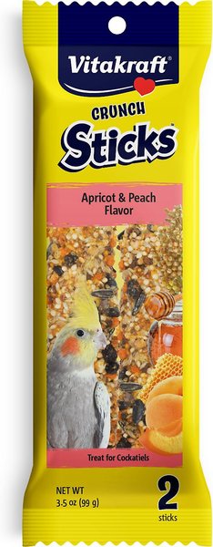 Vitakraft Crunch Sticks Apricot & Peach Cockatiel Bird Treat Toy, 2 pack, bundle of 2 slide 1 of 2