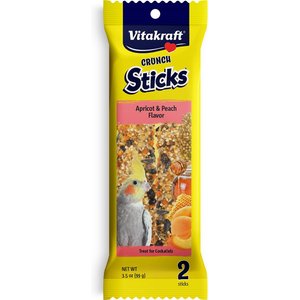 Vitakraft Crunch Sticks Apricot & Peach Cockatiel Bird Treat Toy, 2 pack, bundle of 2