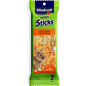 Vitakraft Crunch Sticks Carrot & Honey Flavored Glaze Rabbit Treat, 2 pack, bundle of 4