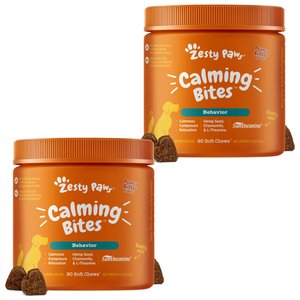Zesty Paws Calming Bites Peanut Butter Flavored Soft Chews Calming Supplement for Dogs, 180 count