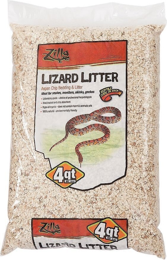 ZILLA Lizard Litter Aspen Chip Reptile Bedding, 8qt bag, bundle of 3