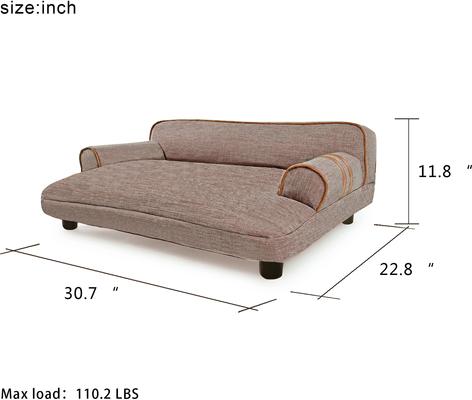 Show full view: K1 Pet Design Wickman Sofa Pet Bed with Removable Cover, Khaki slide 2 of 8