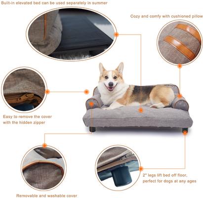 Show full view: K1 Pet Design Wickman Sofa Pet Bed with Removable Cover, Khaki slide 4 of 8
