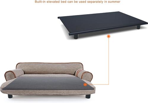 Show full view: K1 Pet Design Wickman Sofa Pet Bed with Removable Cover, Khaki slide 6 of 8