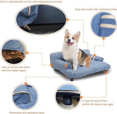 Show full view: K1 Pet Design Wickman Sofa Pet Bed with Removable Cover, Blue slide 5 of 9