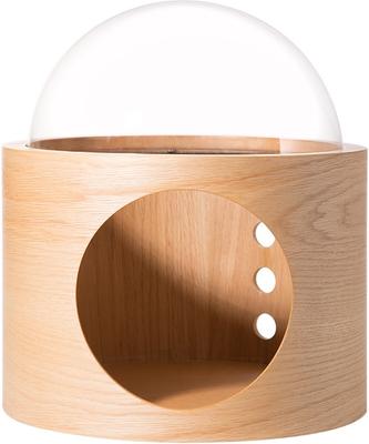 Show full view: MyZoo Spaceship Gamma Wall Mounted Cat Wall Shelf, Oak, Left-Open slide 2 of 8