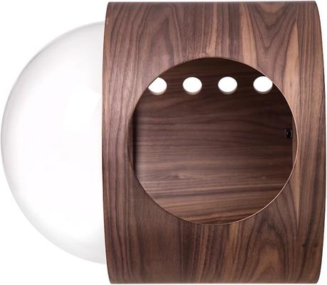 Show full view: MyZoo Spaceship Gamma Wall Mounted Cat Wall Shelf, Walnut, Left-Open slide 4 of 9