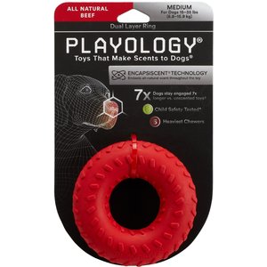 Playology Scented Dual Layer Ring Dog Toy, Medium, Beef Scented