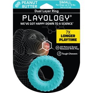 Playology Scented Dual Layer Ring Dog Toy, Small, Peanut Butter Scented