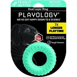 Playology Scented Dual Layer Ring Dog Toy, Medium, Peanut Butter Scented