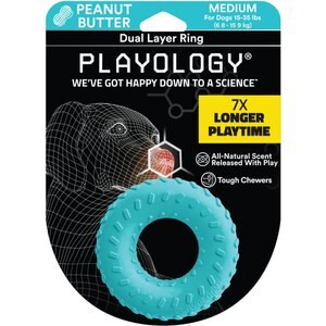 PLAYOLOGY Scented Dual Layer Ring Dog Toy, Medium, Peanut Butter