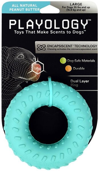 Playology Scented Dual Layer Ring Dog Toy, Large, Peanut Butter Scented slide 1 of 9