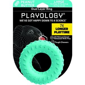 Playology Scented Dual Layer Ring Dog Toy, Large, Peanut Butter Scented