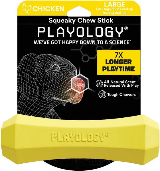 Playology Squeaky Chew Stick Chicken Scented Dog Toy - Large