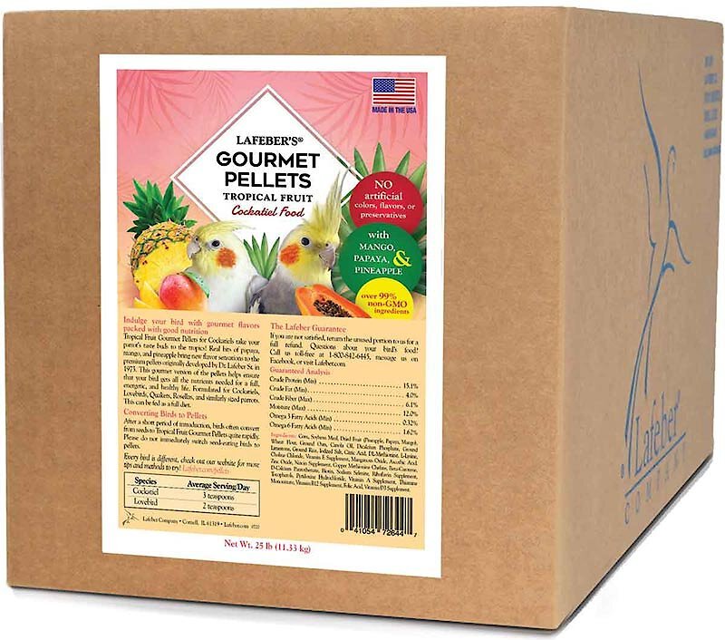 Lafeber Tropical Fruit Gourmet Pellets Cockatiel Bird Food 25 Lb Box Chewy Com