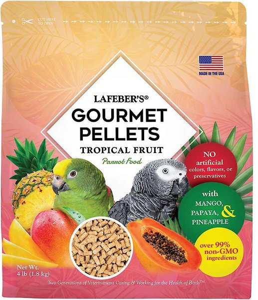 LAFEBER Tropical Fruit Gourmet Pellets Parrot Bird Food, 4-lb bag 