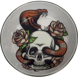 Komodo Skull & Snake Stainless Steel Reptile Bowl, 3-cup