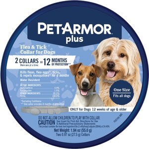 PetArmor Plus Flea & Tick Collar for Dogs, 2 Collars (12-mos. supply)