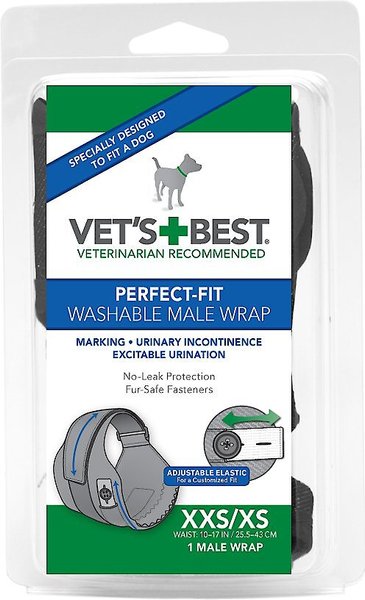 Vet's Best Perfect-Fit Washable Male Dog Wrap, XX-Small/X-Small: 10 to 17-in waist, bundle of 2 slide 1 of 8
