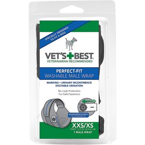 Vet's Best Perfect-Fit Washable Male Dog Wrap, XX-Small/X-Small: 10 to 17-in waist, bundle of 2