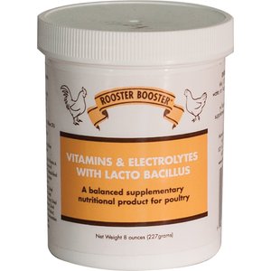 Rooster Booster Vitamins & Electrolytes Lacto Bacillus Poultry Supplement, 8-oz jar, bundle of 2
