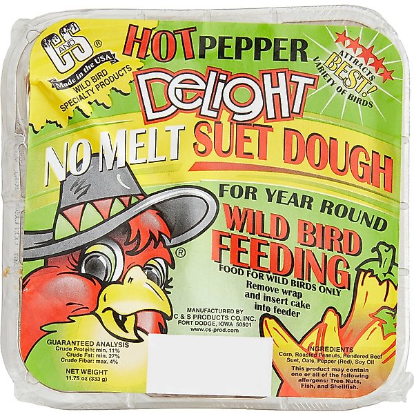 C&S Hot Pepper Delight No Melt Suet Dough Wild Bird Food, 11.75oz tray