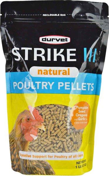 Durvet Strike III Natural Poultry Pellets Chicken Feed, 1-lb bag, bundle of 2 slide 1 of 7